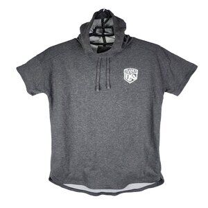 Mens Gray Under Armour Hoodie Sweatshirt ColdGear Loose Fit Short Sleeve Size L